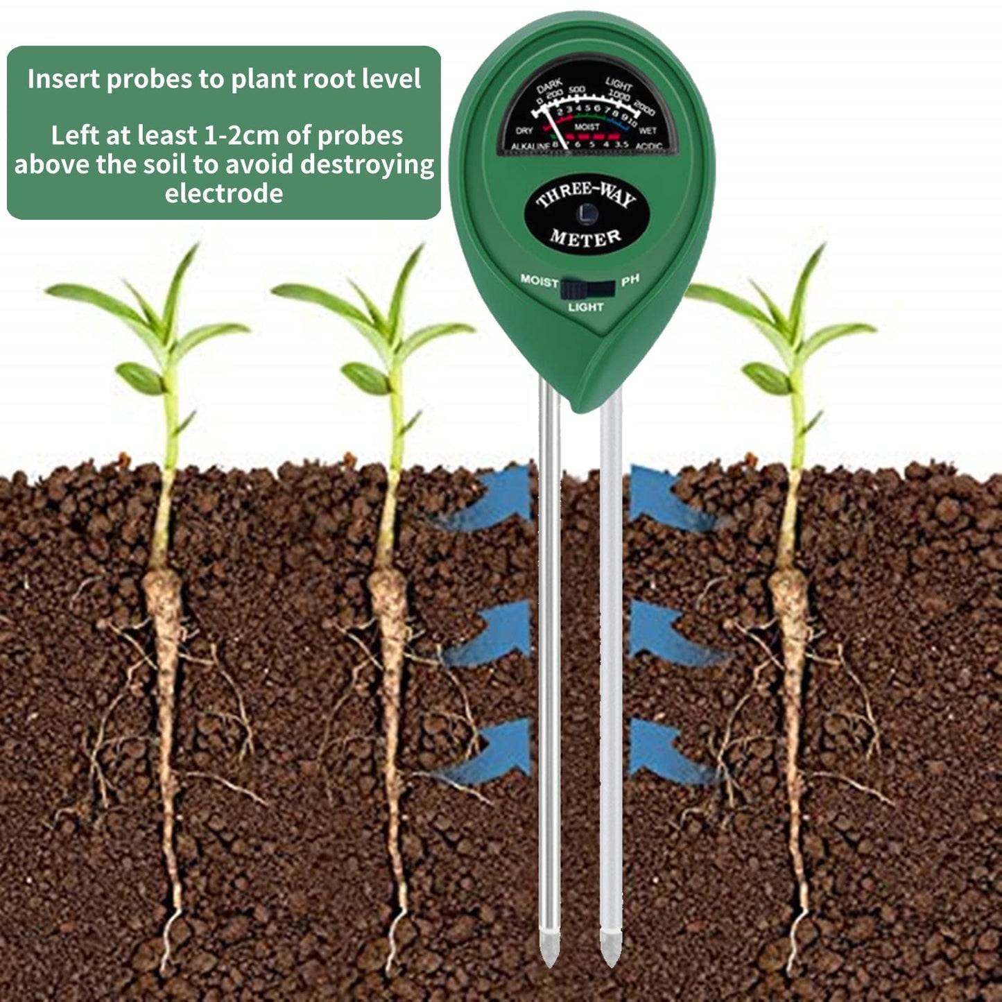 3-in-1 Soil Moisture/pH/Light Meter, Soil Test kit for Indoor & Outdoor