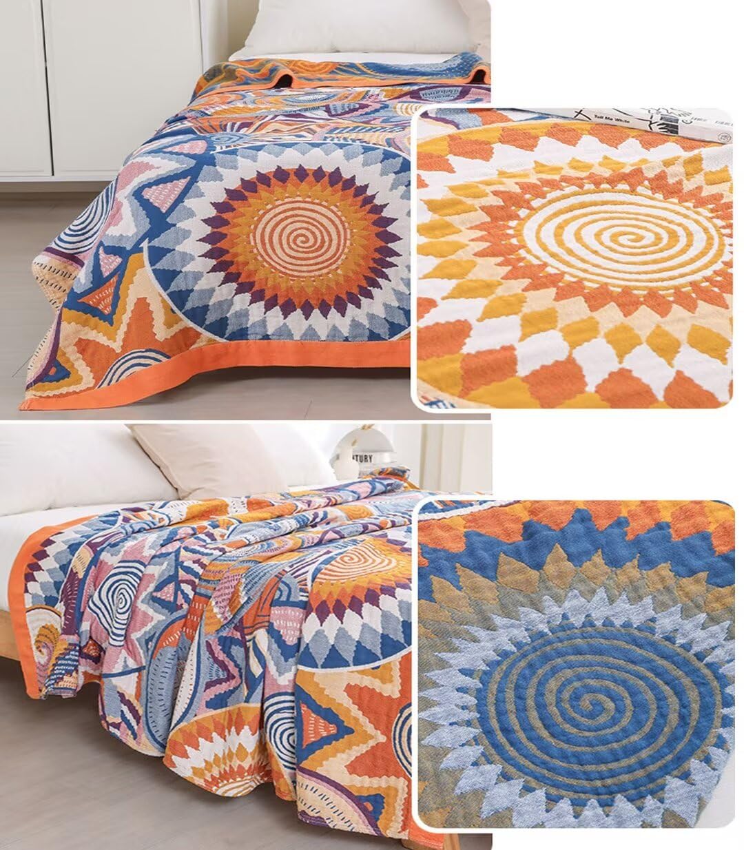 Boho 100% Soft Cozy Cotton Quilt