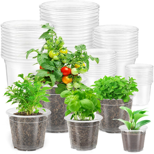 Plant Pots,Black Plastic Pots with Drainage Holes