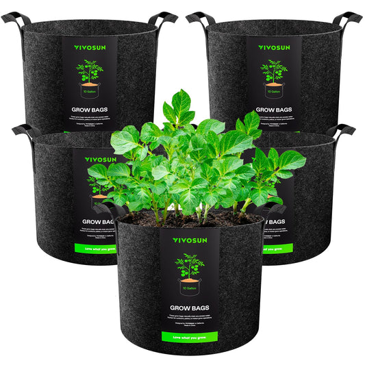 5-Pack 5 Gallon Grow Bags Heavy Duty Plant Fabric Pots with Handles