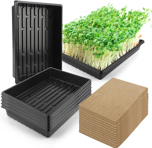 6Pack Microgreens Growing Trays with Plant Hemp Fiber Grow Mat