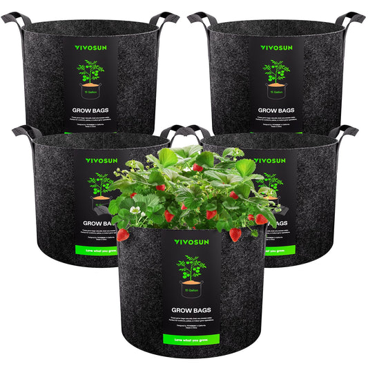 5-Pack 5 Gallon Grow Bags Heavy Duty Plant Fabric Pots with Handles