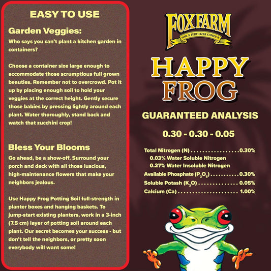 FoxFarm Happy Frog Potting Soil, 2cu ft - for Indoor/Outdoor Container Plants