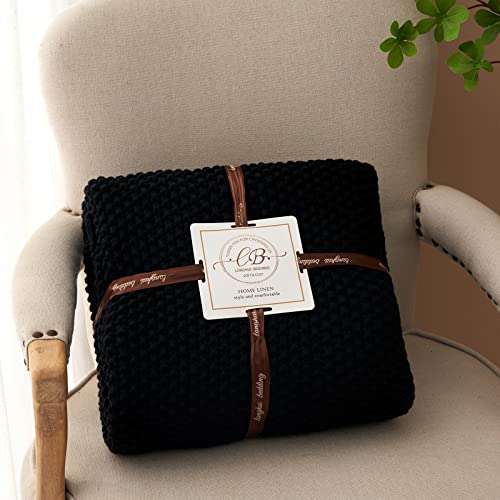 Chunky Cable Knit Throw Blanket Lightweight 100% Organic Cotton