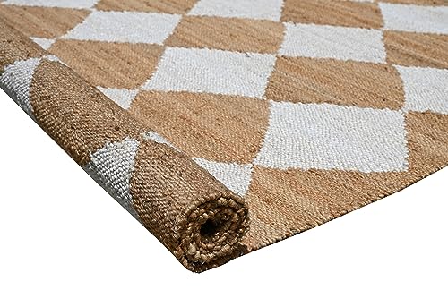Indoor Hand Woven Fiber Jute Diamond Area Rug