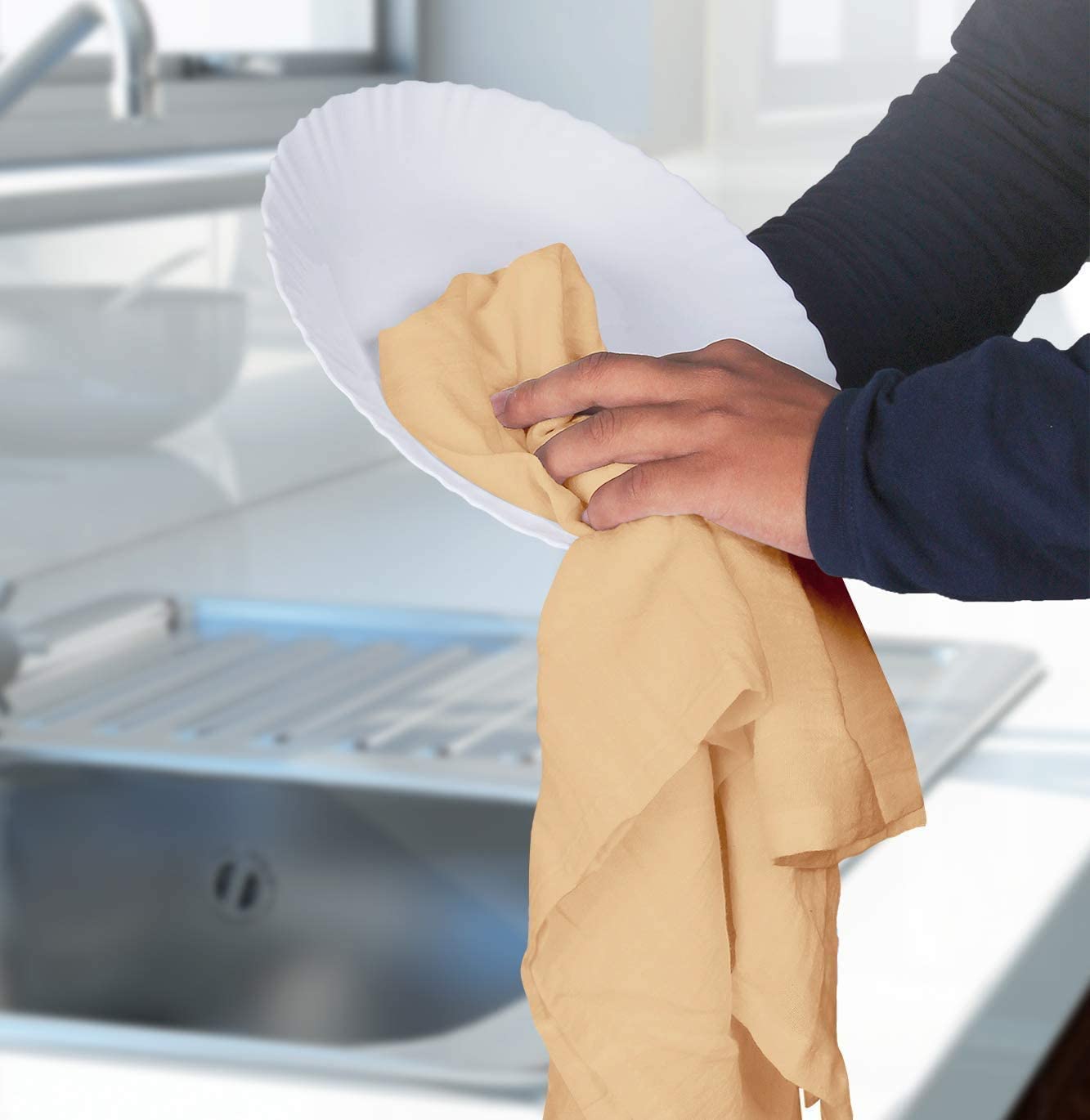 100% Cotton Tea Towels for Cleaning & Drying - Highly Absorbent Kitchen Dish Cloth