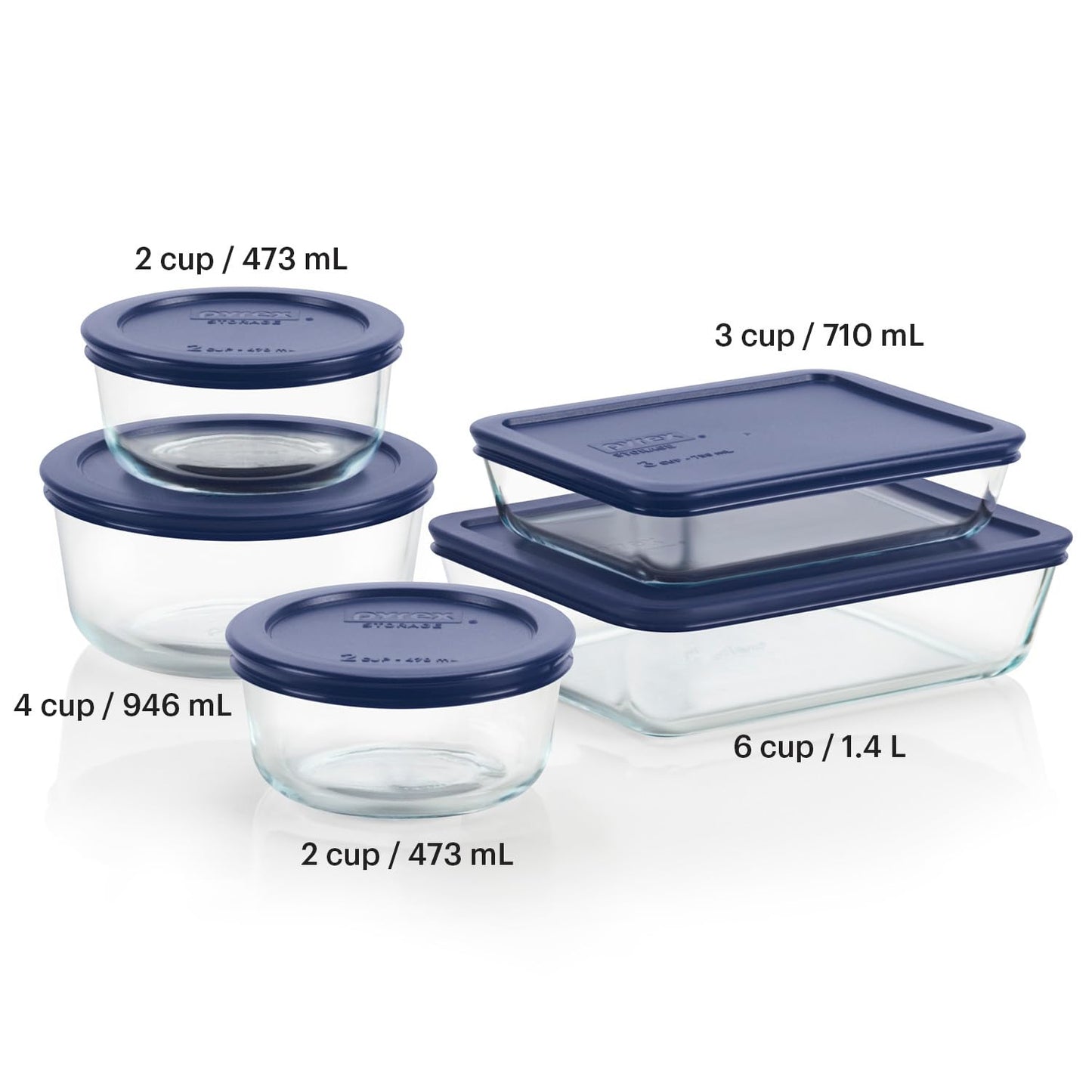 Pyrex Glass Food Storage Set, BPA-Free, Dishwasher & Microwave Safe