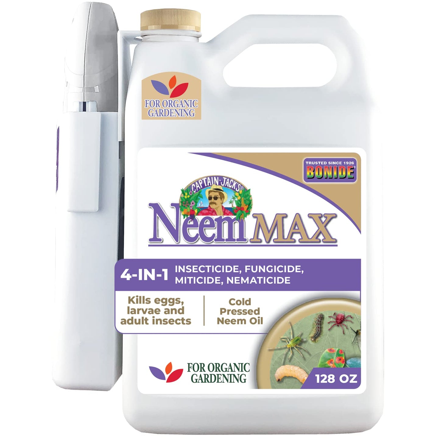 Neem Max, 128 oz Ready-to-Use Spray Cold Pressed Neem Oil for Organic Gardening