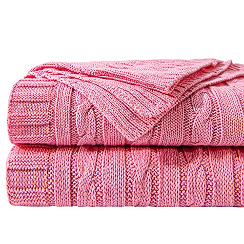 100% Pure Cotton Cable Knitted Super Soft Throw Blanket