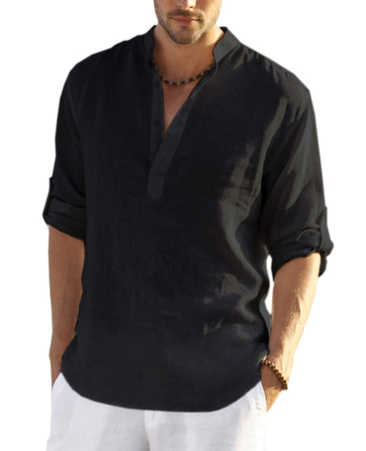 Men's Linen Henley Shirt
