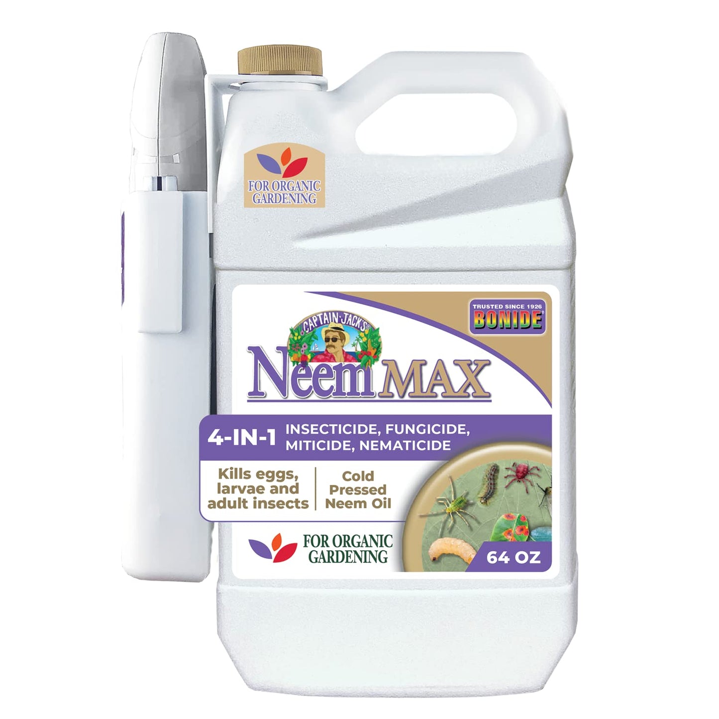 Neem Max, 128 oz Ready-to-Use Spray Cold Pressed Neem Oil for Organic Gardening