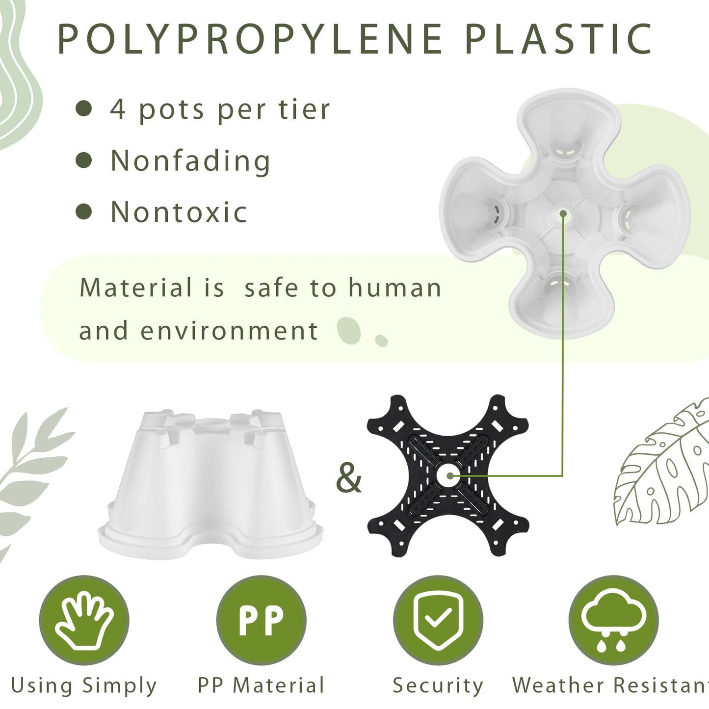 Set(2) of 7 Tier Vertical Planter Tower with Removable Wheels and Tools