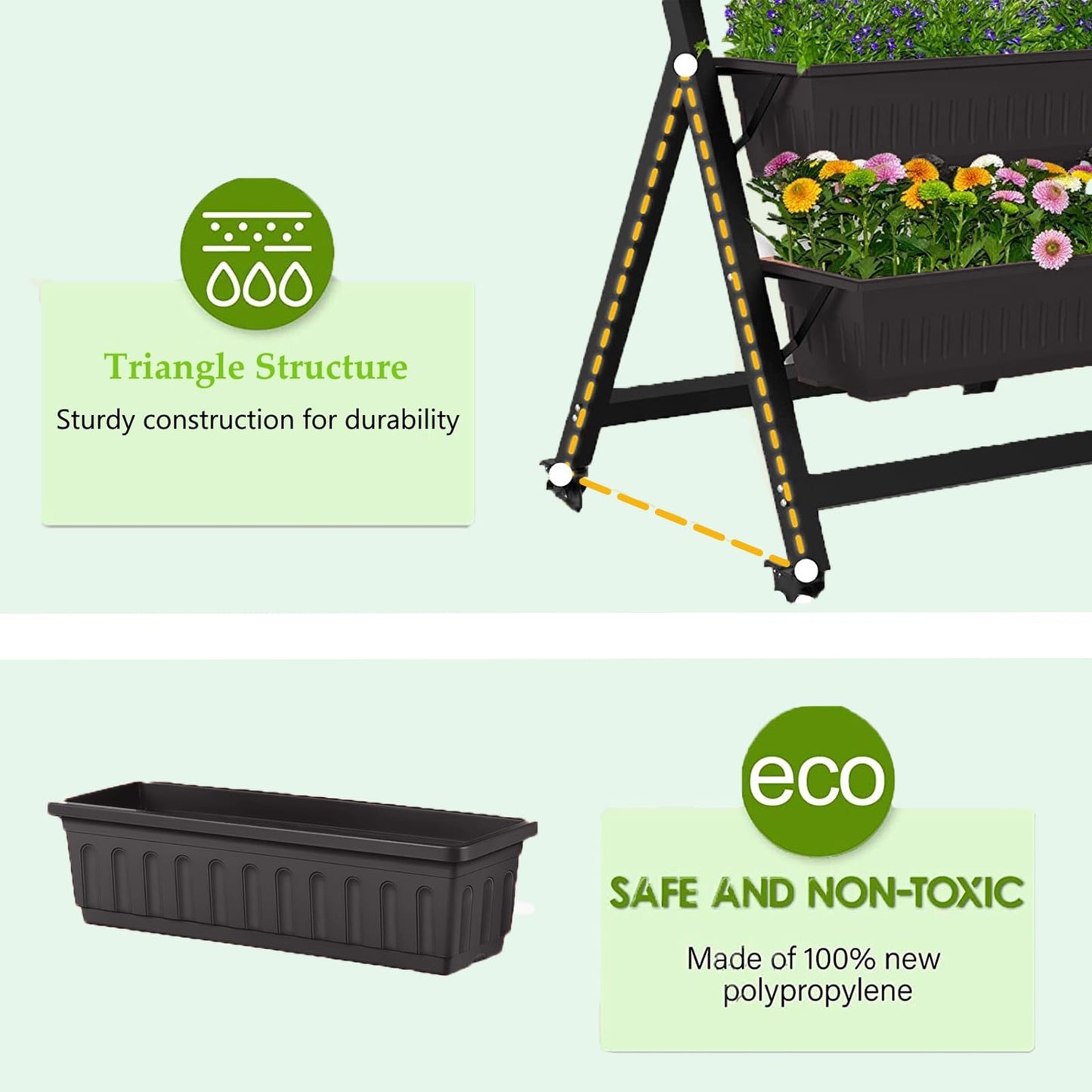 5-Tier Elevated Garden Bed with Lockable Caster Wheels