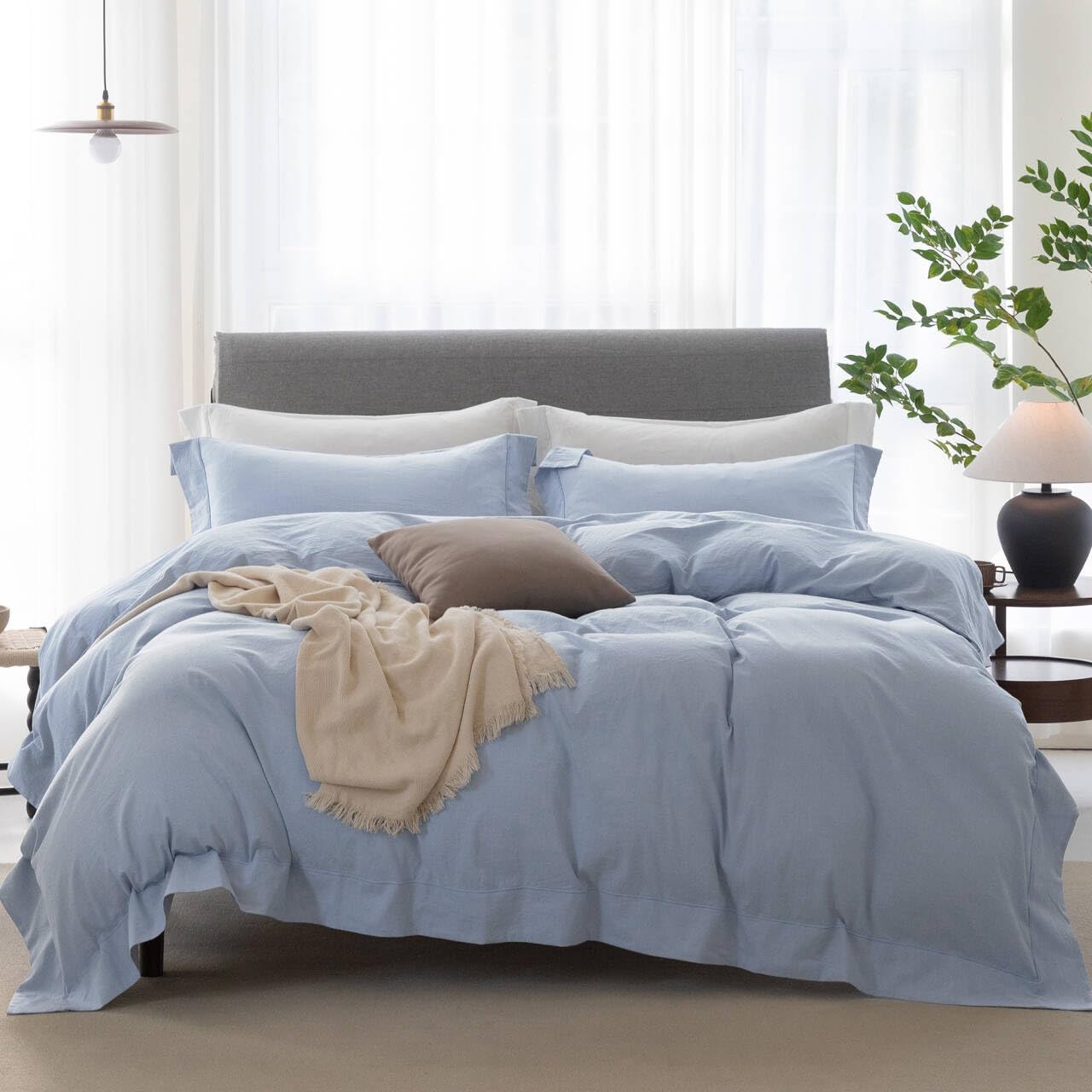Bedding Duvet Cover Set Linen Like Texture 100% Cotton - Breathable