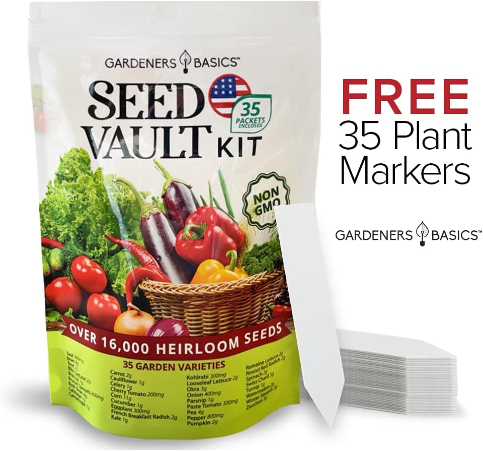 Gardeners Basic Seeds Garden Kit Over 16,000 Seeds Non-GMO and Heirloom