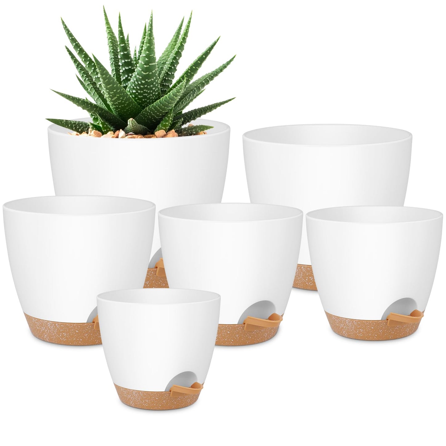Self Watering Pots, Set of 5 Plastic Planters INdoor/Outdoor