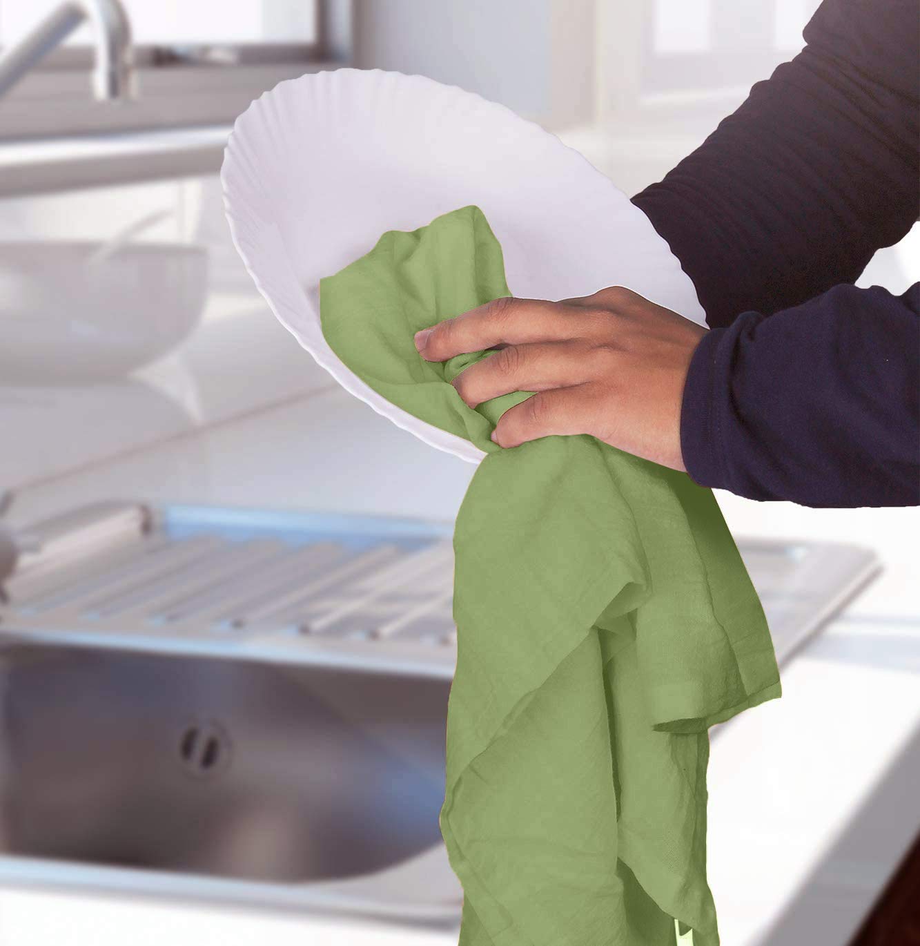 100% Cotton Tea Towels for Cleaning & Drying - Highly Absorbent Kitchen Dish Cloth