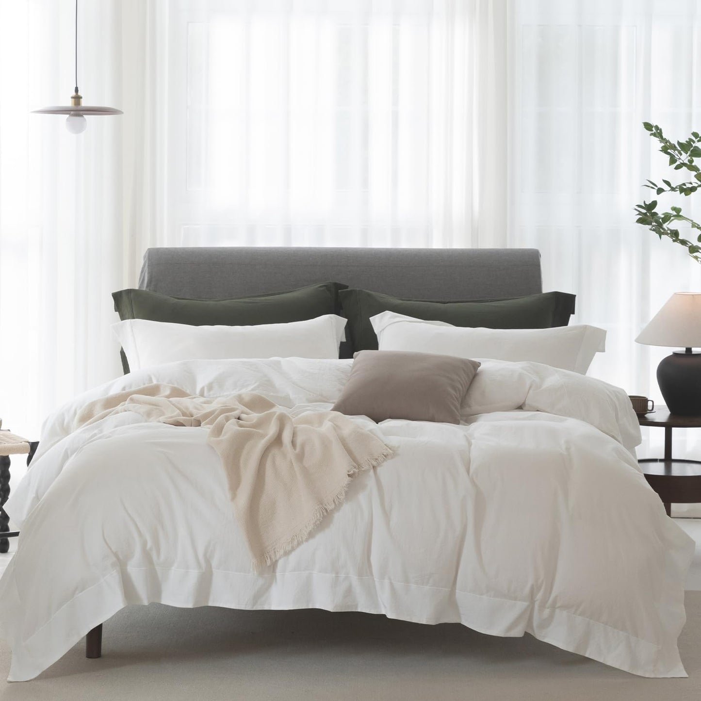 Bedding Duvet Cover Set Linen Like Texture 100% Cotton - Breathable