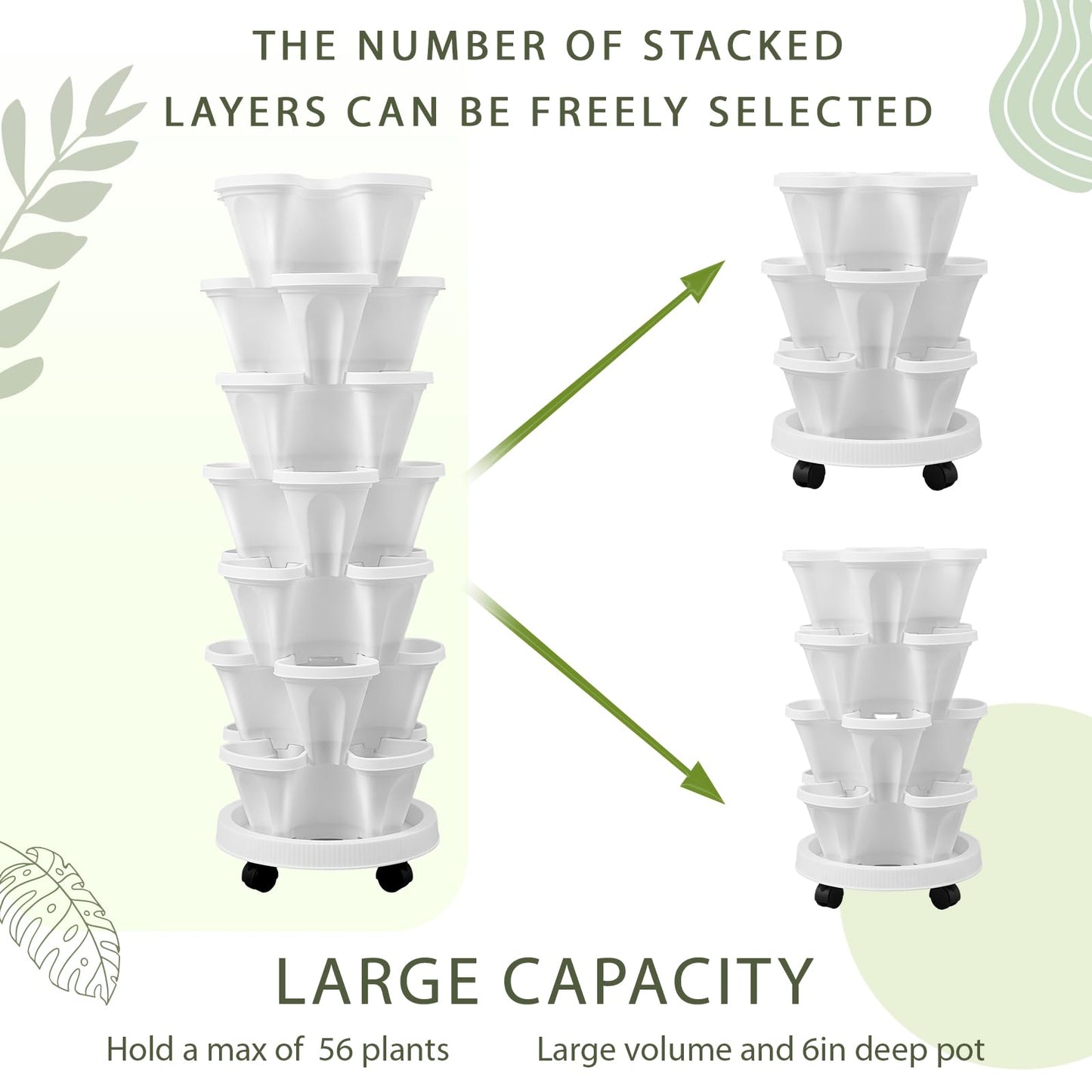 Set(2) of 7 Tier Vertical Planter Tower with Removable Wheels and Tools
