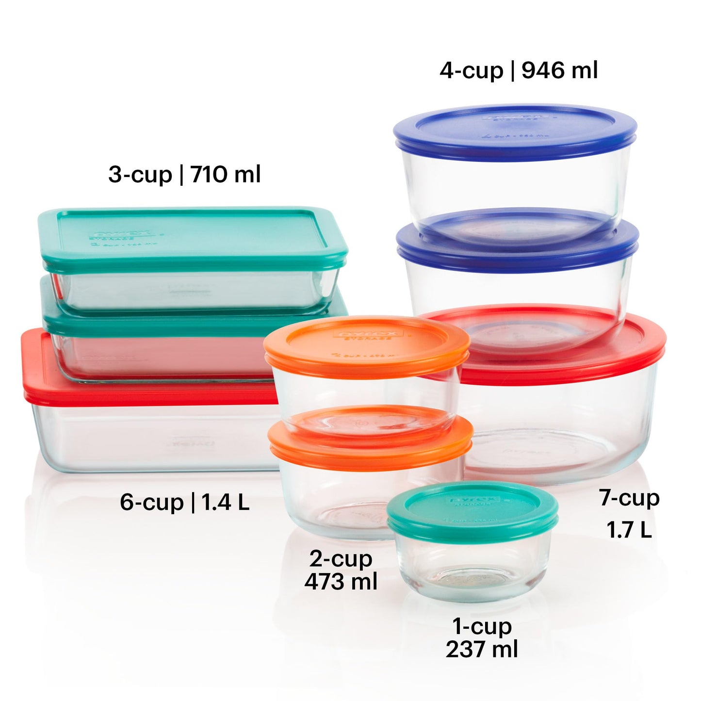 Pyrex Glass Food Storage Set, BPA-Free, Dishwasher & Microwave Safe