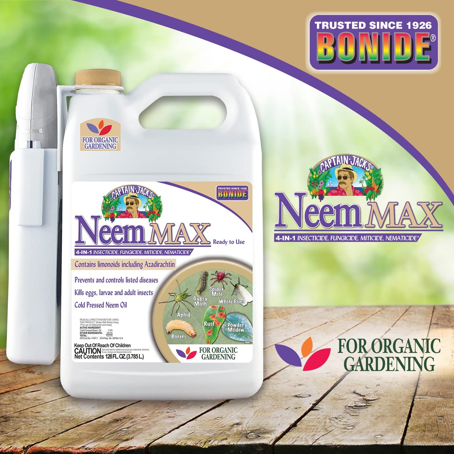 Neem Max, 128 oz Ready-to-Use Spray Cold Pressed Neem Oil for Organic Gardening