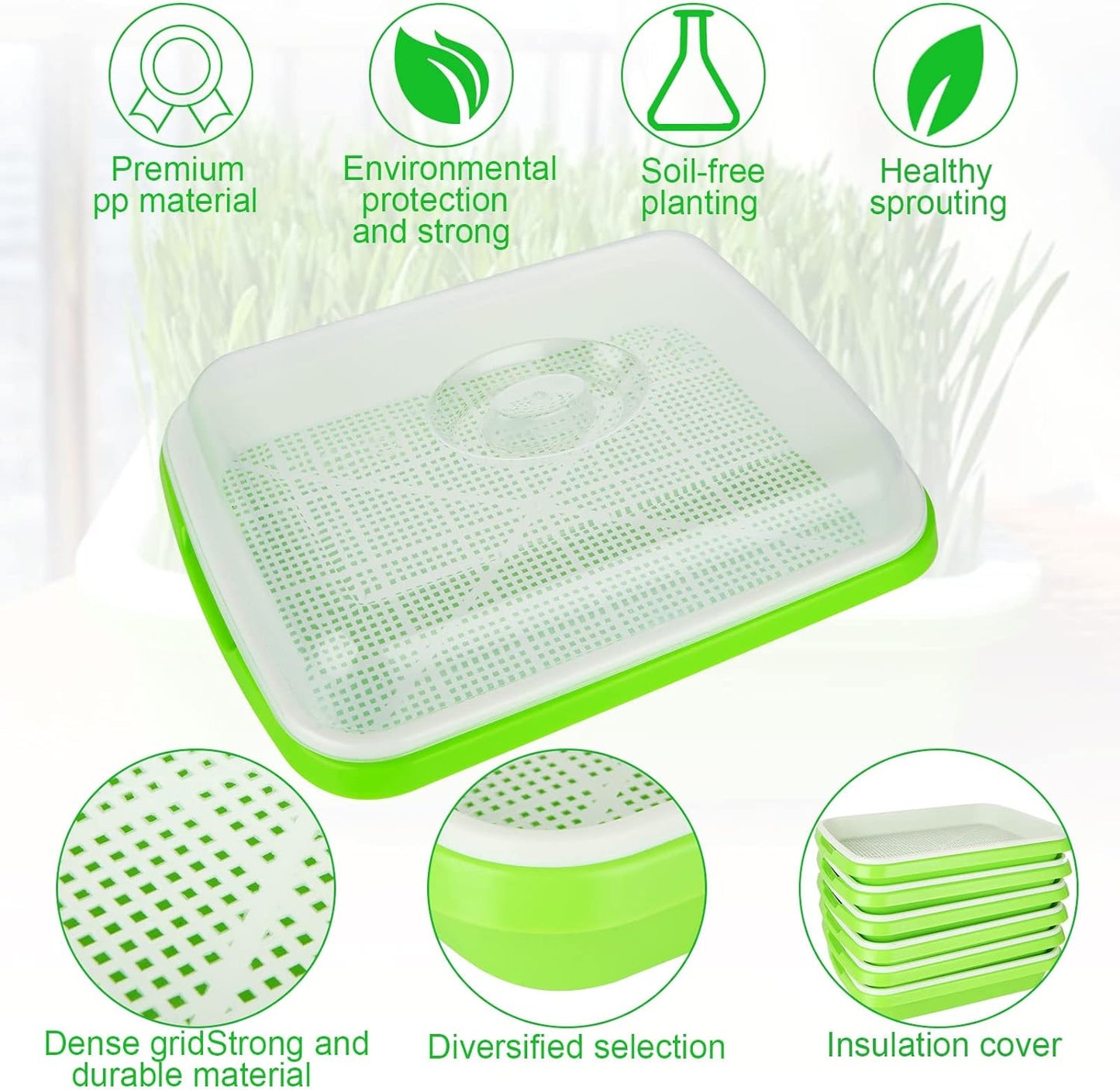 6 Pack Seed Sprouting Tray- BPA Free