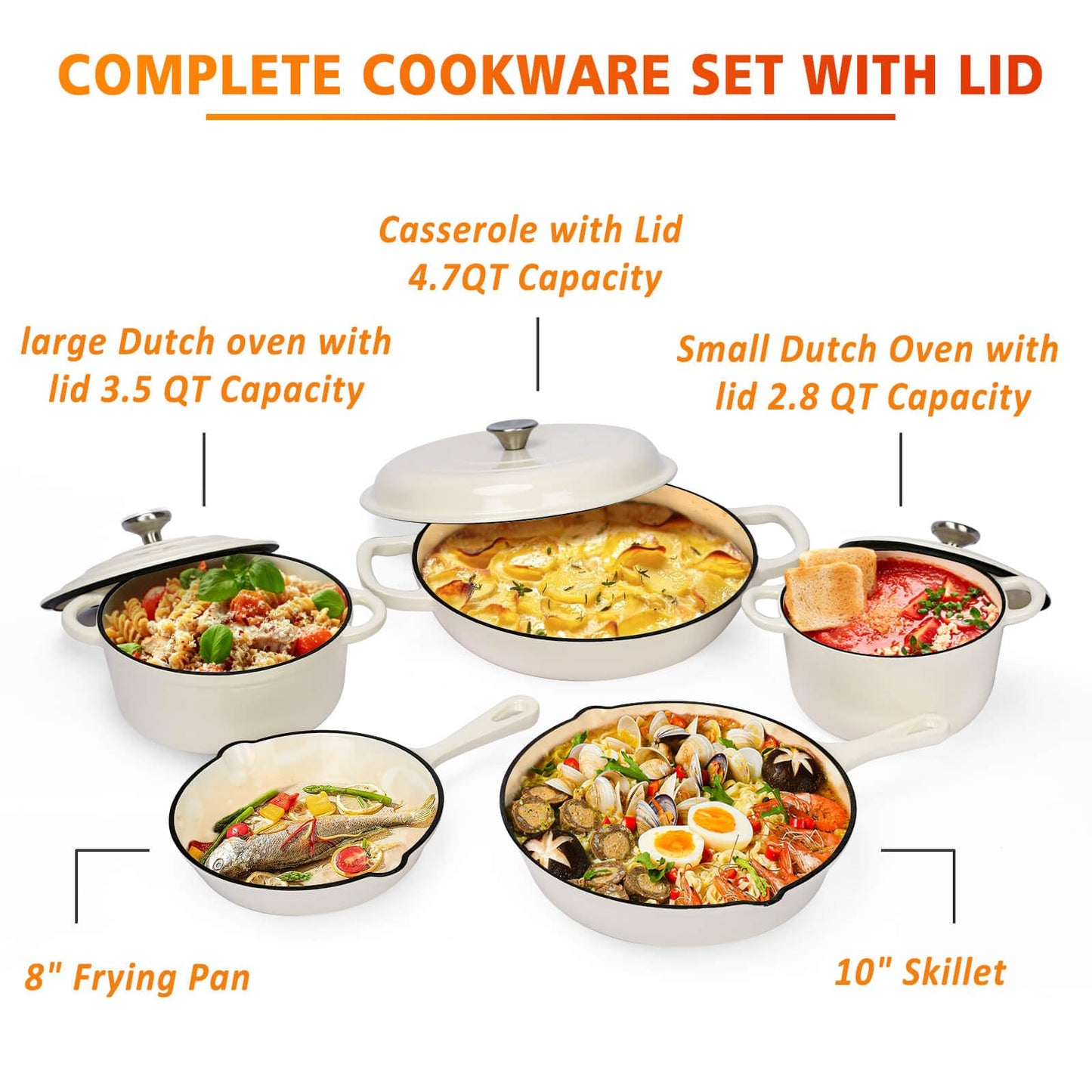 Cast Iron Set (Enameled), Gas/Induction Compatible, PFA Free