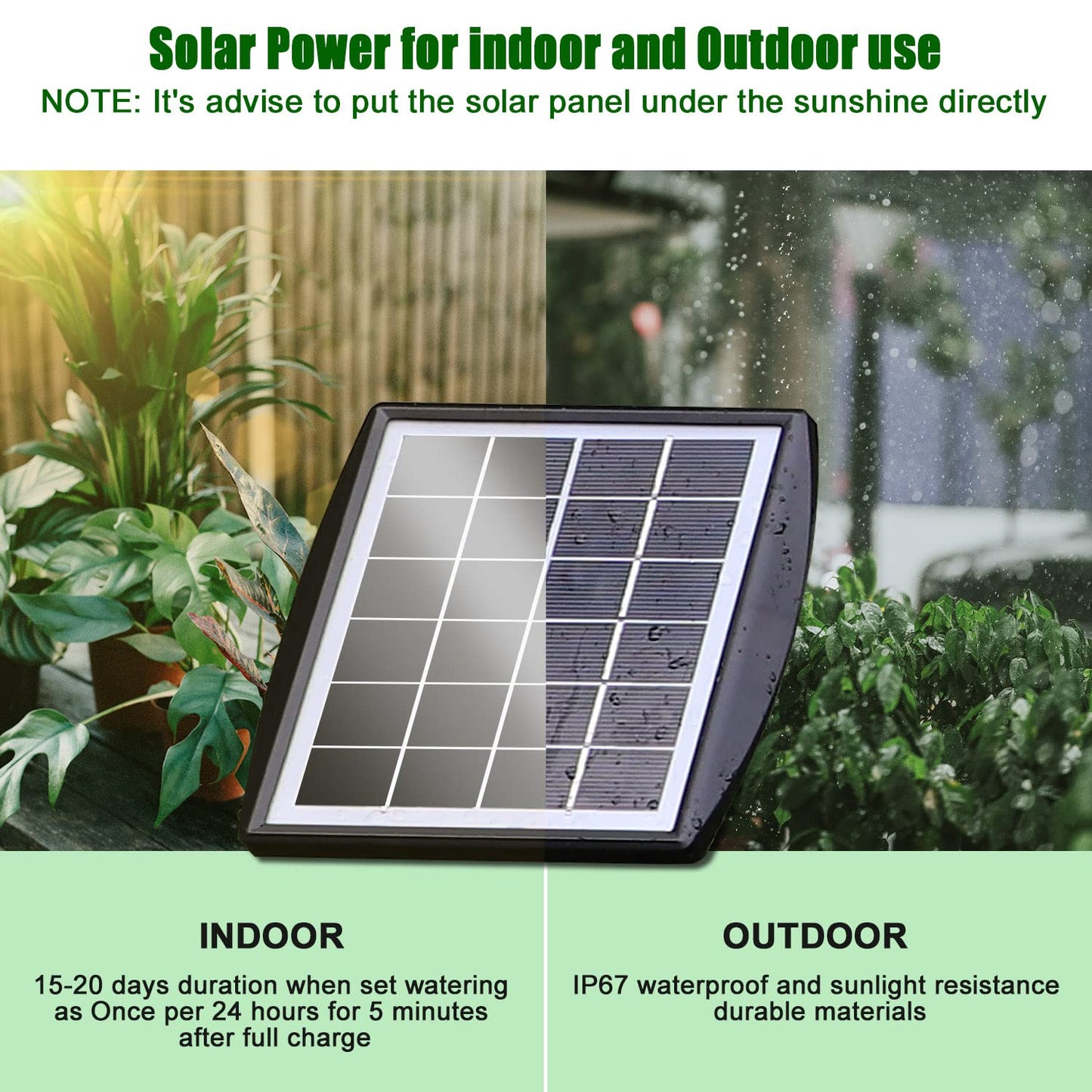 Solar Powered Auto Easy DIY Watering Device Supported Pots Plants, 6 Timing Modes with Anti-Siphoning Device (Supported 10 Pots, 6Timing Modes)