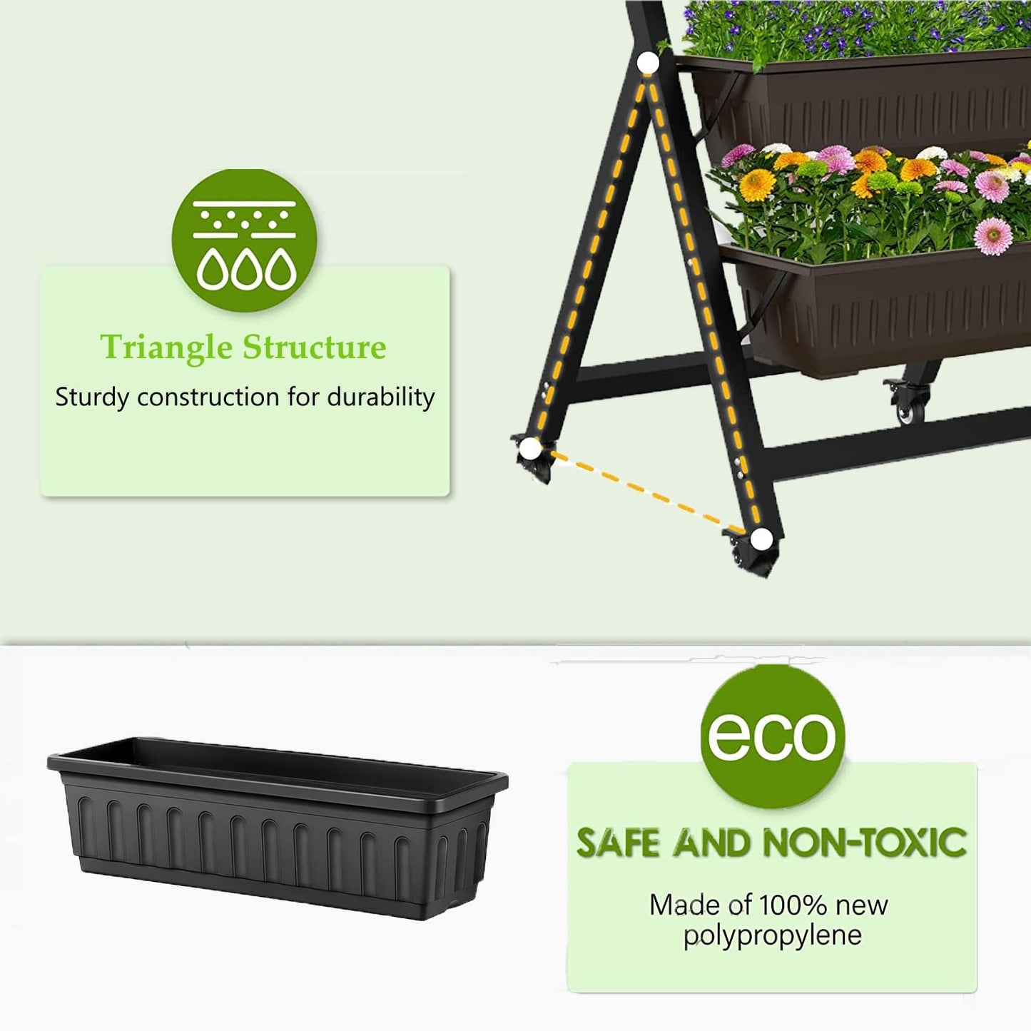 5-Tier Elevated Garden Bed with Lockable Caster Wheels