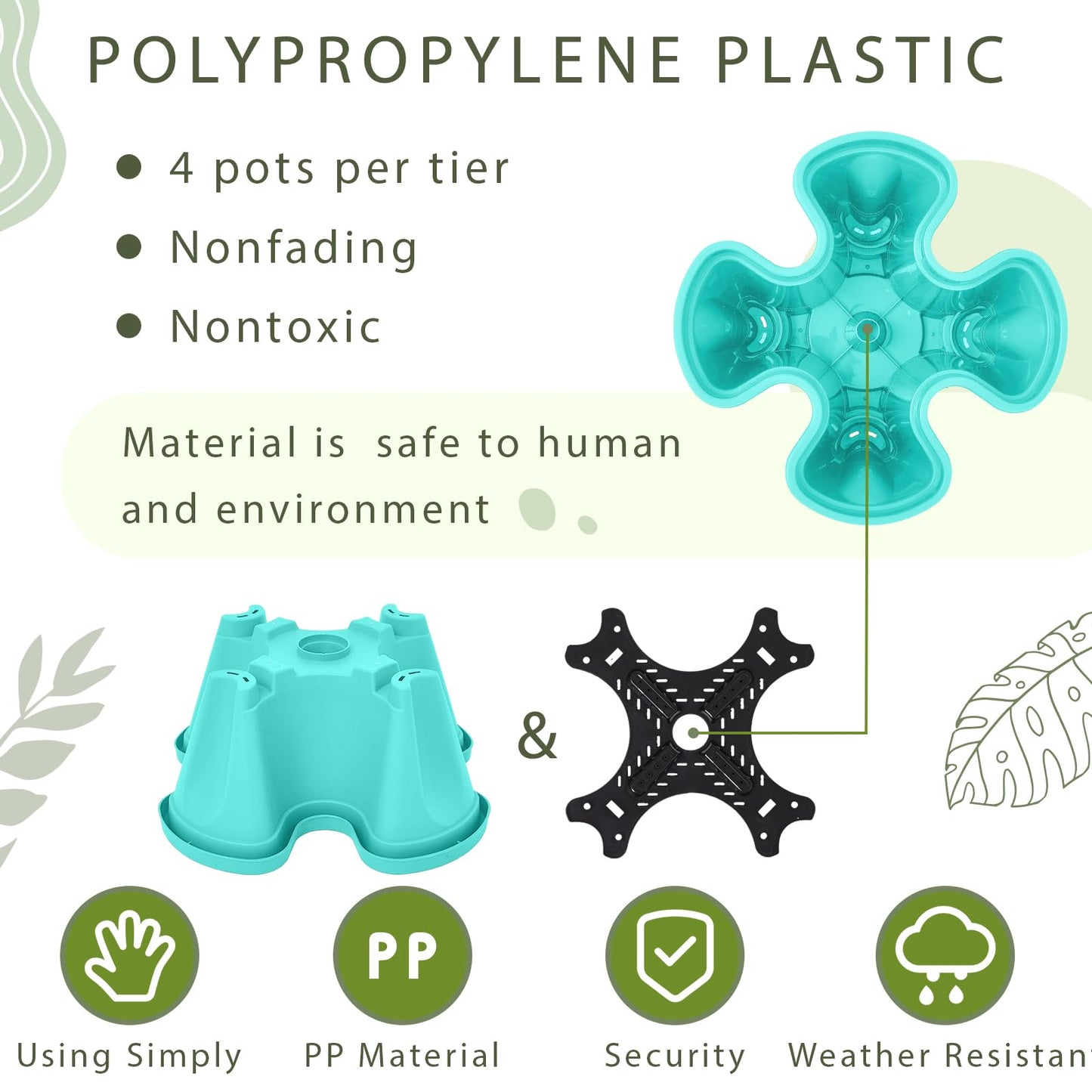 Set(2) of 7 Tier Vertical Planter Tower with Removable Wheels and Tools