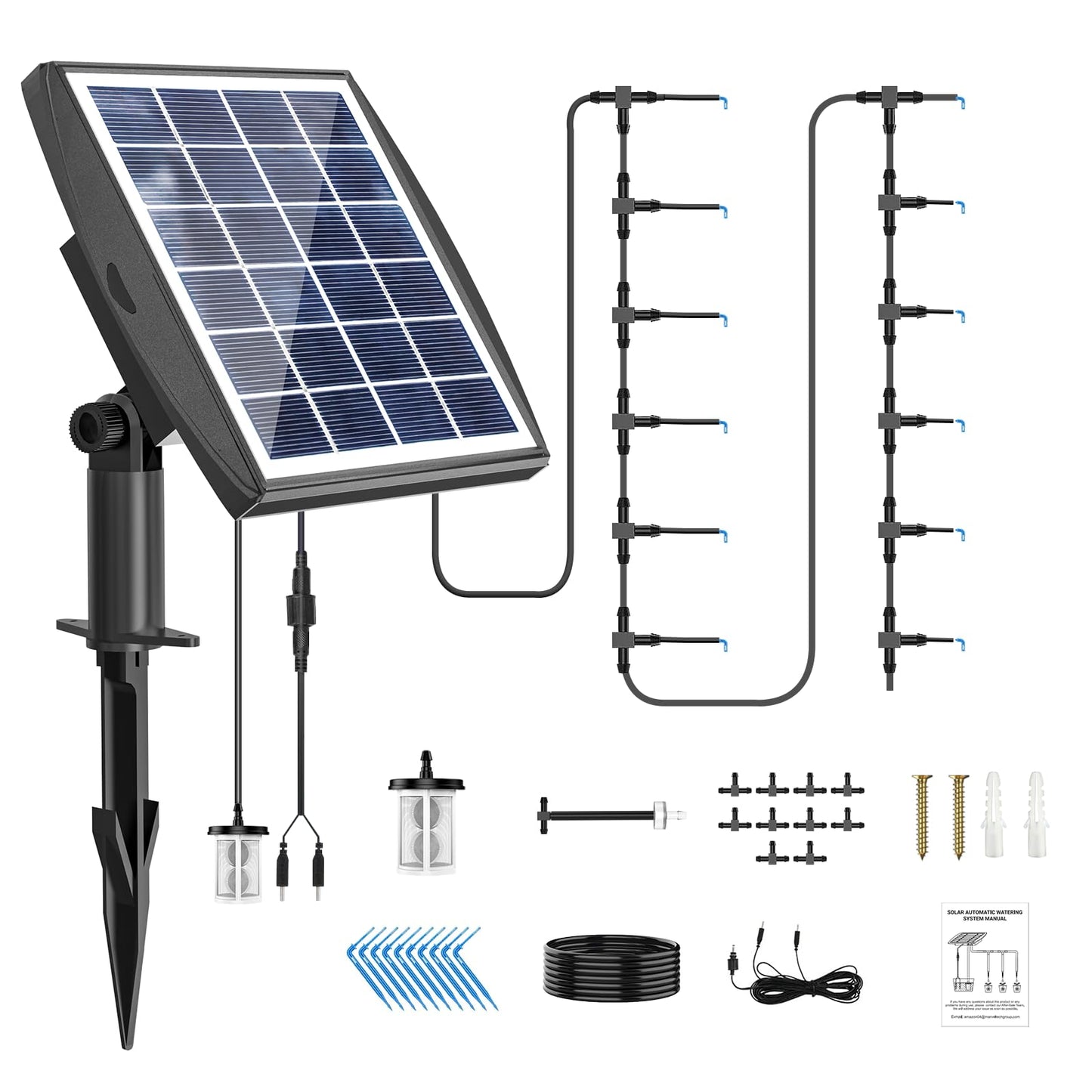 Solar Powered Auto Easy DIY Watering Device Supported Pots Plants, 6 Timing Modes with Anti-Siphoning Device (Supported 10 Pots, 6Timing Modes)