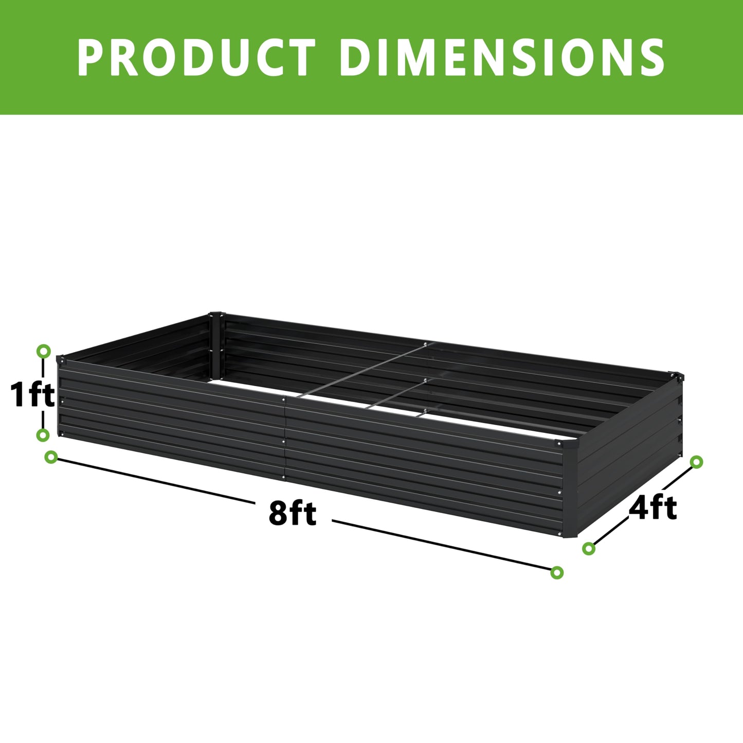 Raised Garden Bed Kit, Rectangle Metal Flower Box,Large Planter Raised Beds