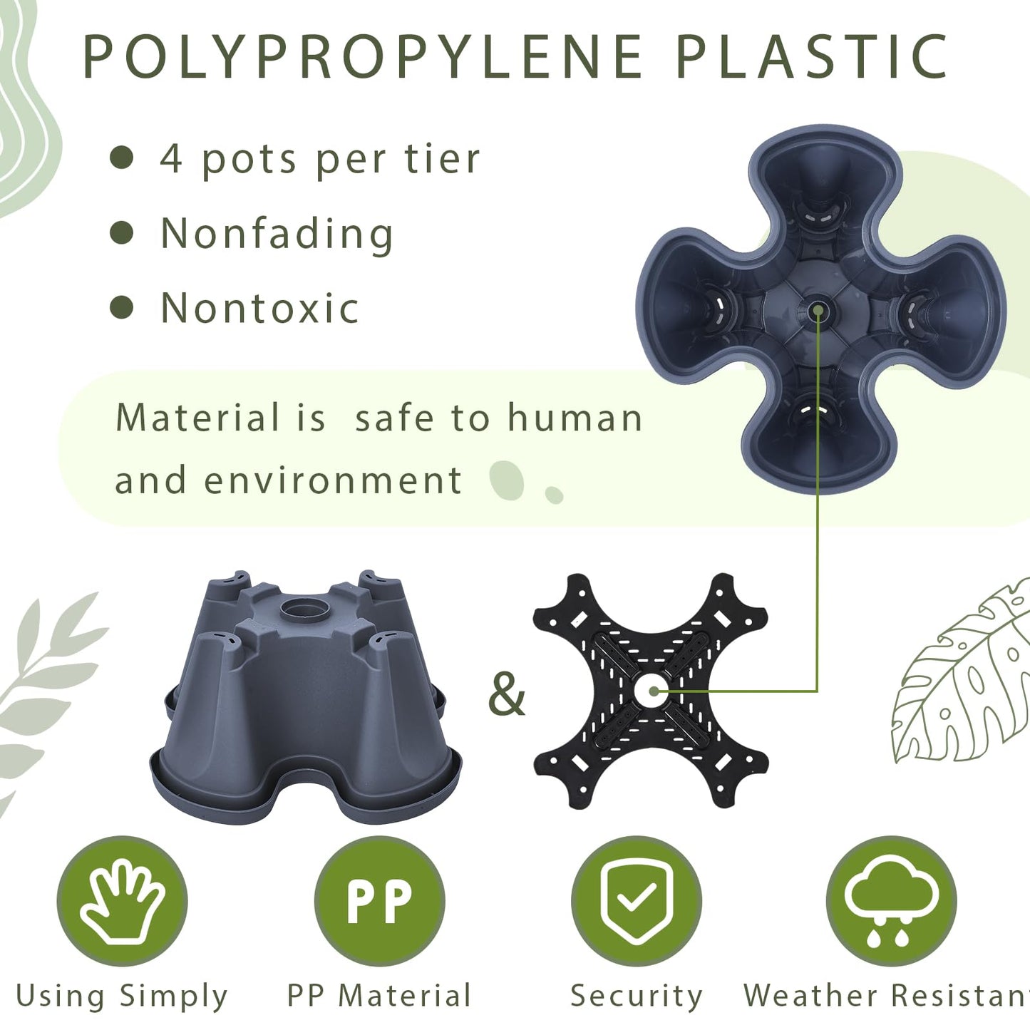 Set(2) of 7 Tier Vertical Planter Tower with Removable Wheels and Tools