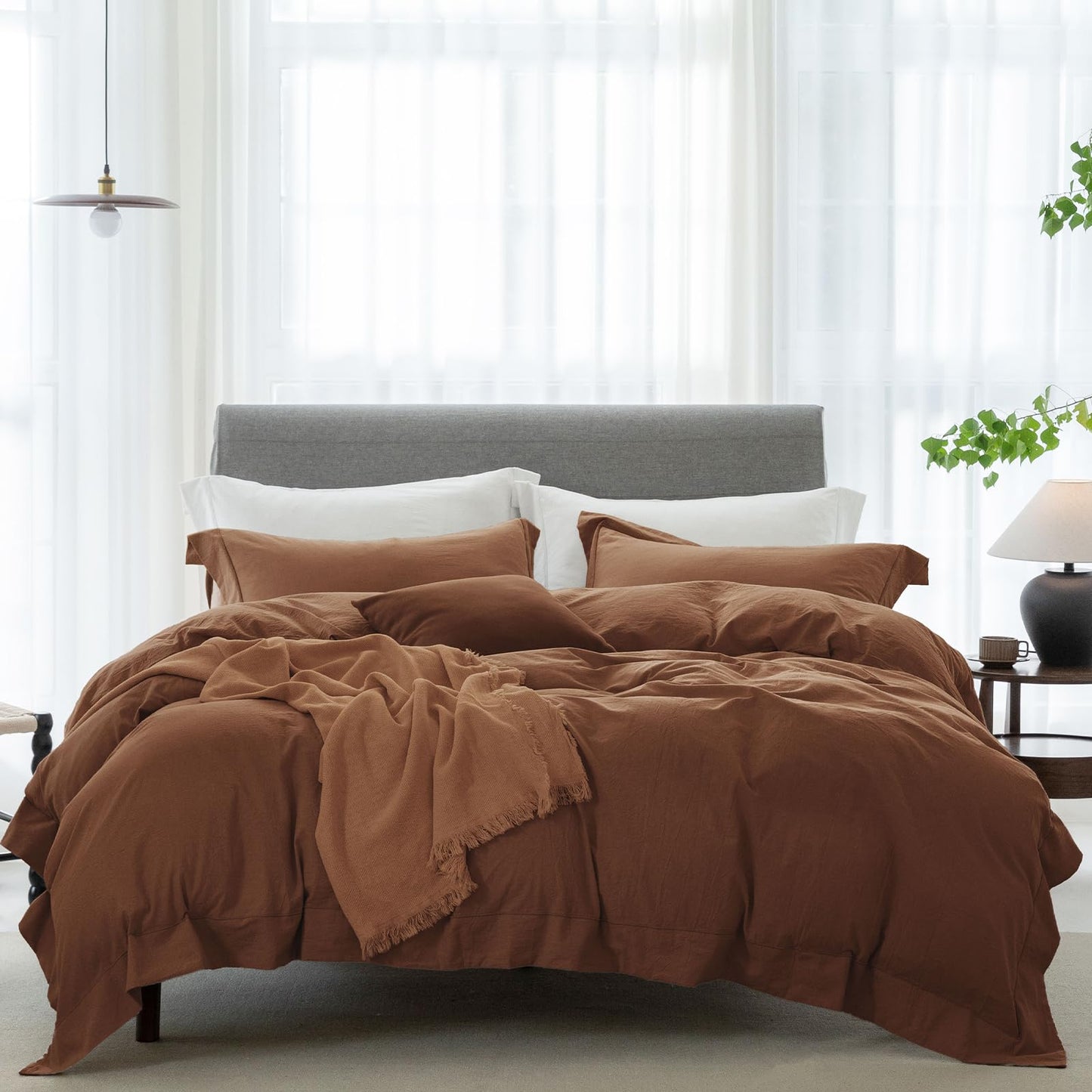 Bedding Duvet Cover Set Linen Like Texture 100% Cotton - Breathable
