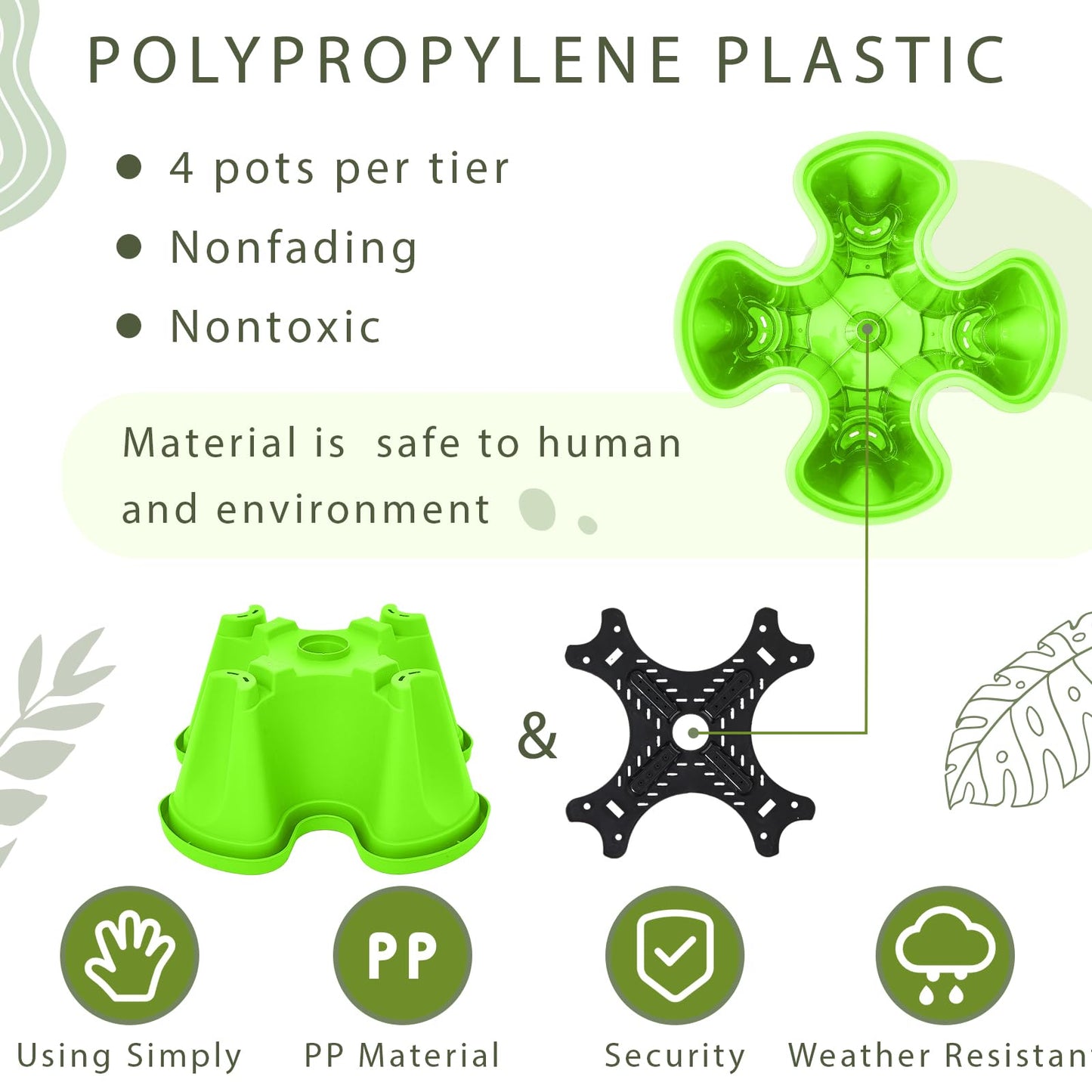 Set(2) of 7 Tier Vertical Planter Tower with Removable Wheels and Tools