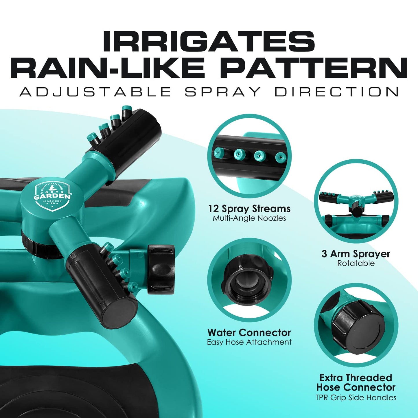 Rotating Garden Sprinkler for Large Area Coverage