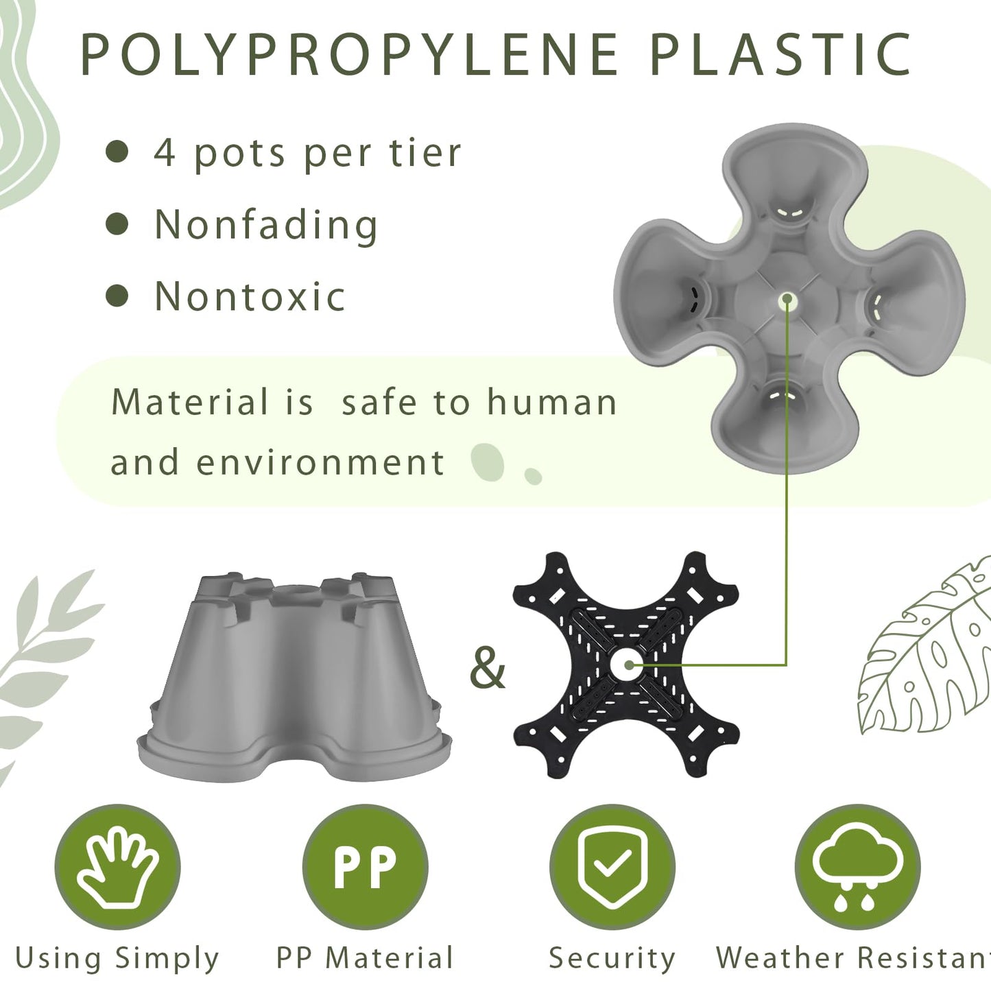 Set(2) of 7 Tier Vertical Planter Tower with Removable Wheels and Tools