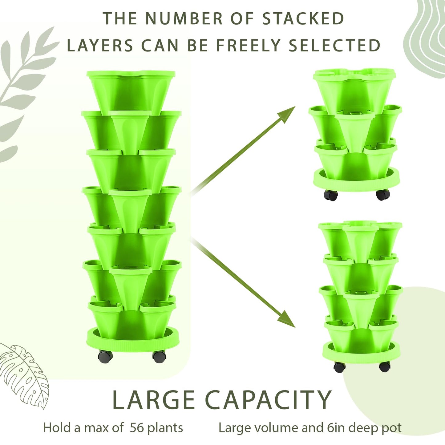 Set(2) of 7 Tier Vertical Planter Tower with Removable Wheels and Tools