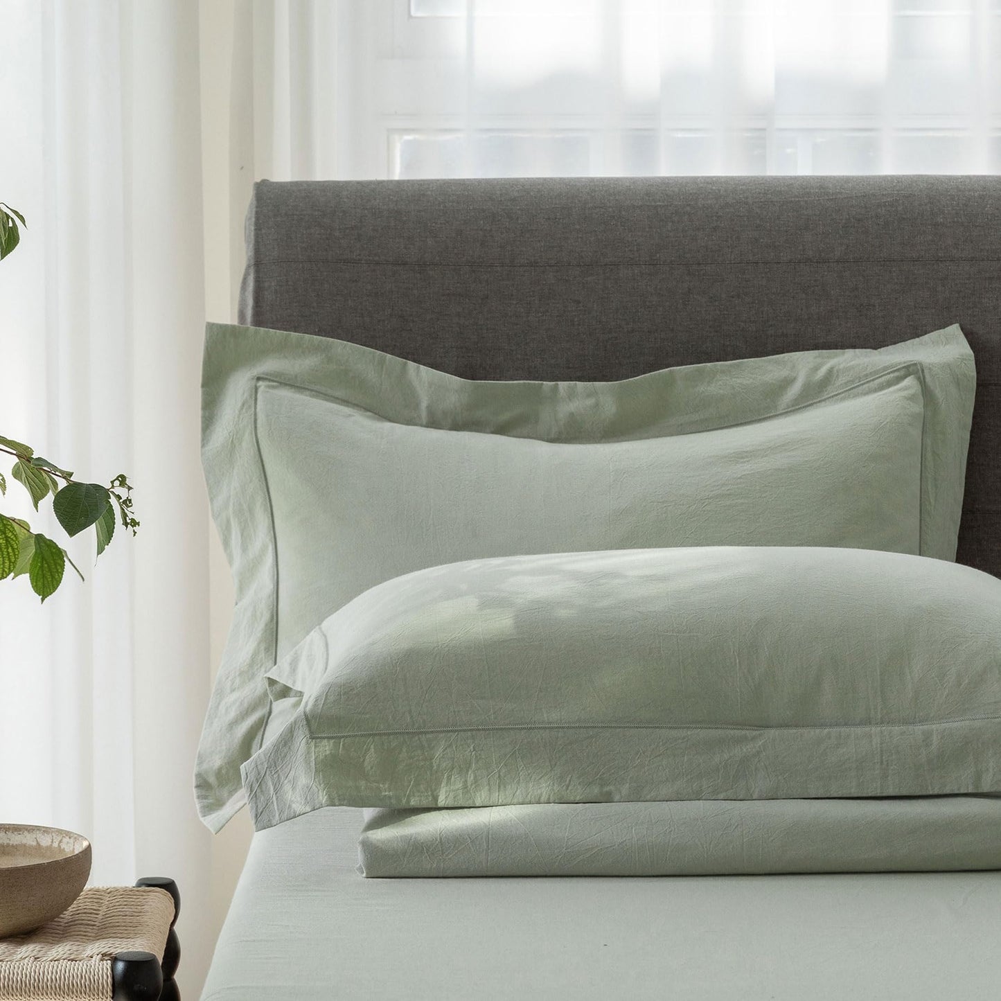 Bedding Duvet Cover Set Linen Like Texture 100% Cotton - Breathable