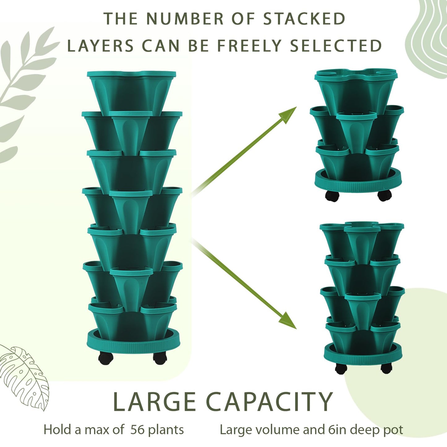 Set(2) of 7 Tier Vertical Planter Tower with Removable Wheels and Tools