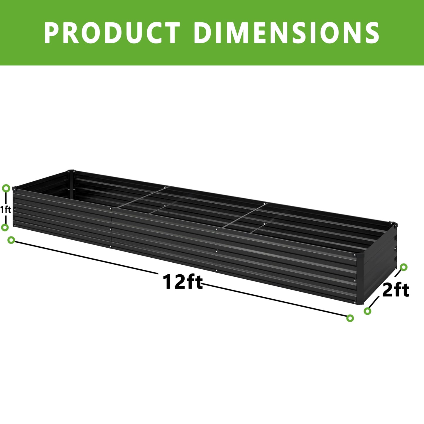 Raised Garden Bed Kit, Rectangle Metal Flower Box,Large Planter Raised Beds