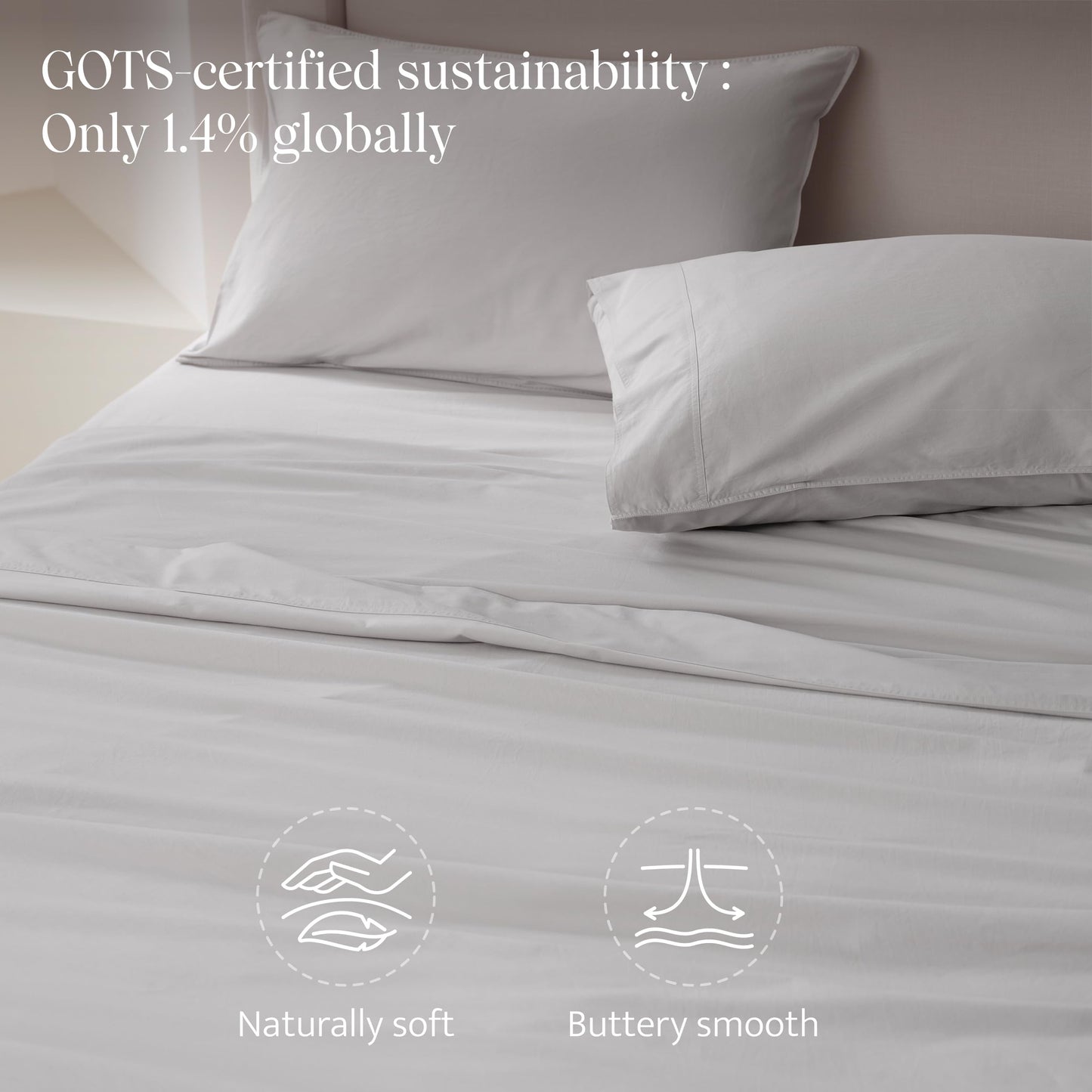 Double Stitch Organic Cotton Sheets - Soft & Breathable Sheet Set 4 Piece, Luxury 300 TC