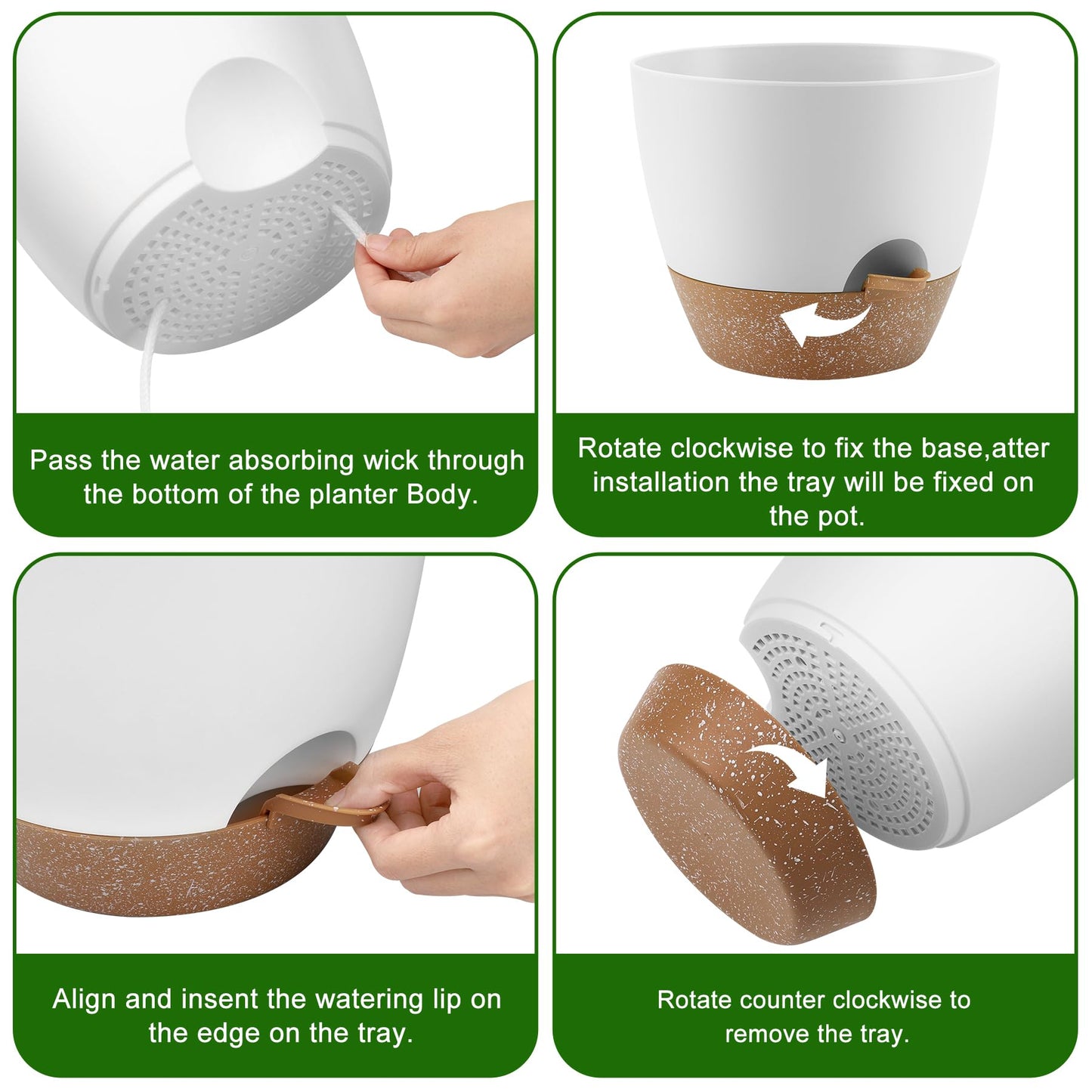 Self Watering Pots, Set of 5 Plastic Planters INdoor/Outdoor