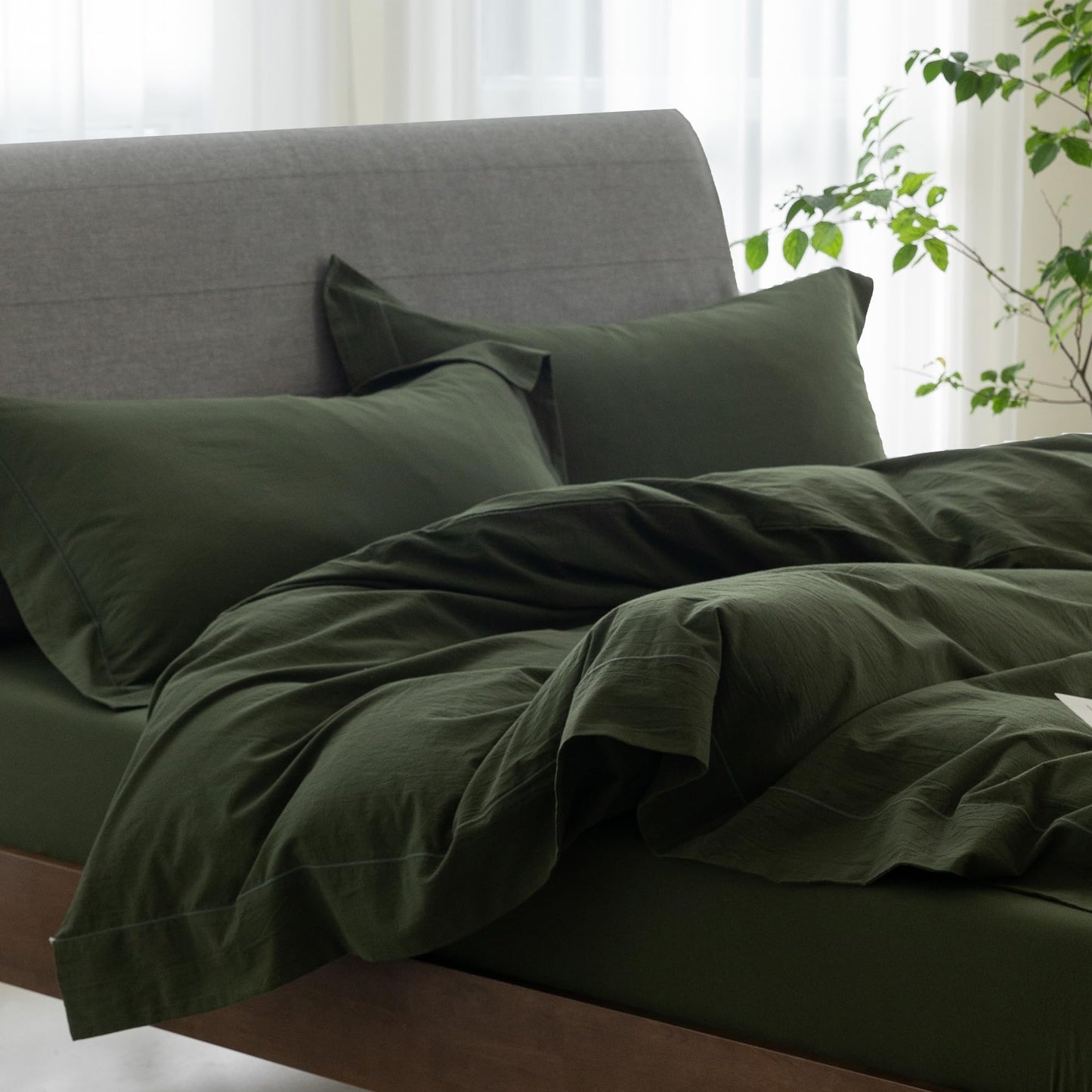 Bedding Duvet Cover Set Linen Like Texture 100% Cotton - Breathable