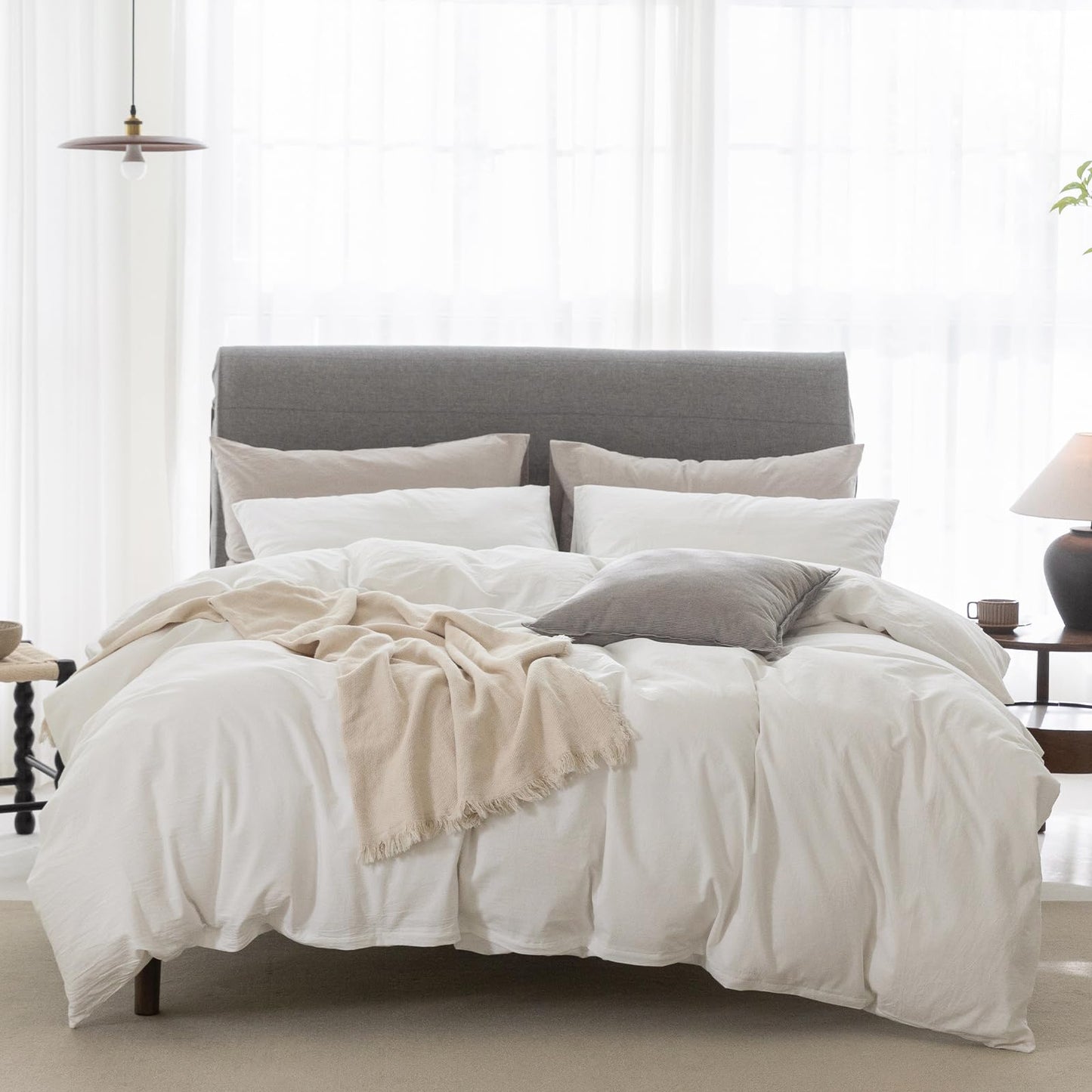 Bedding Duvet Cover Set Linen Like Texture 100% Cotton - Breathable