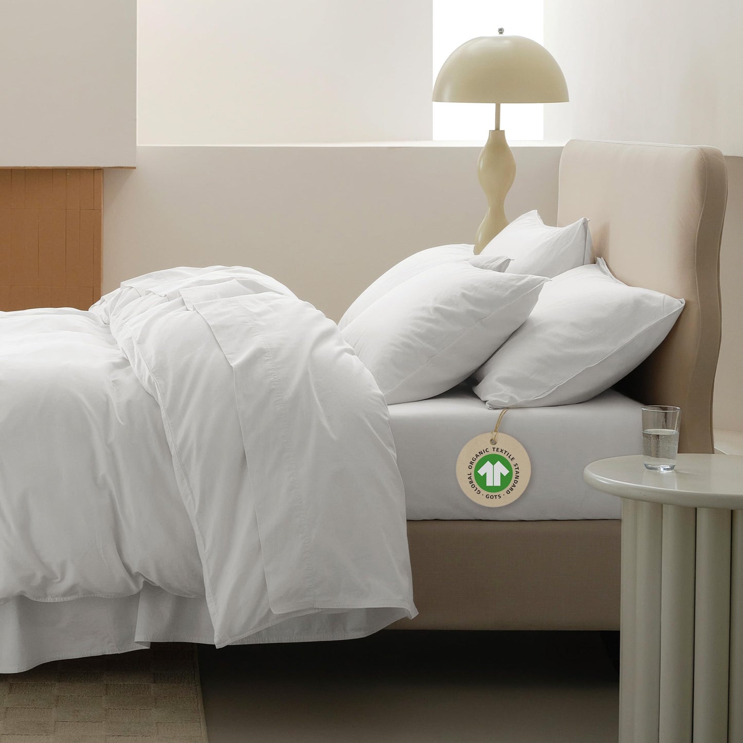 Double Stitch Organic Cotton Sheets - Soft & Breathable Sheet Set 4 Piece, Luxury 300 TC