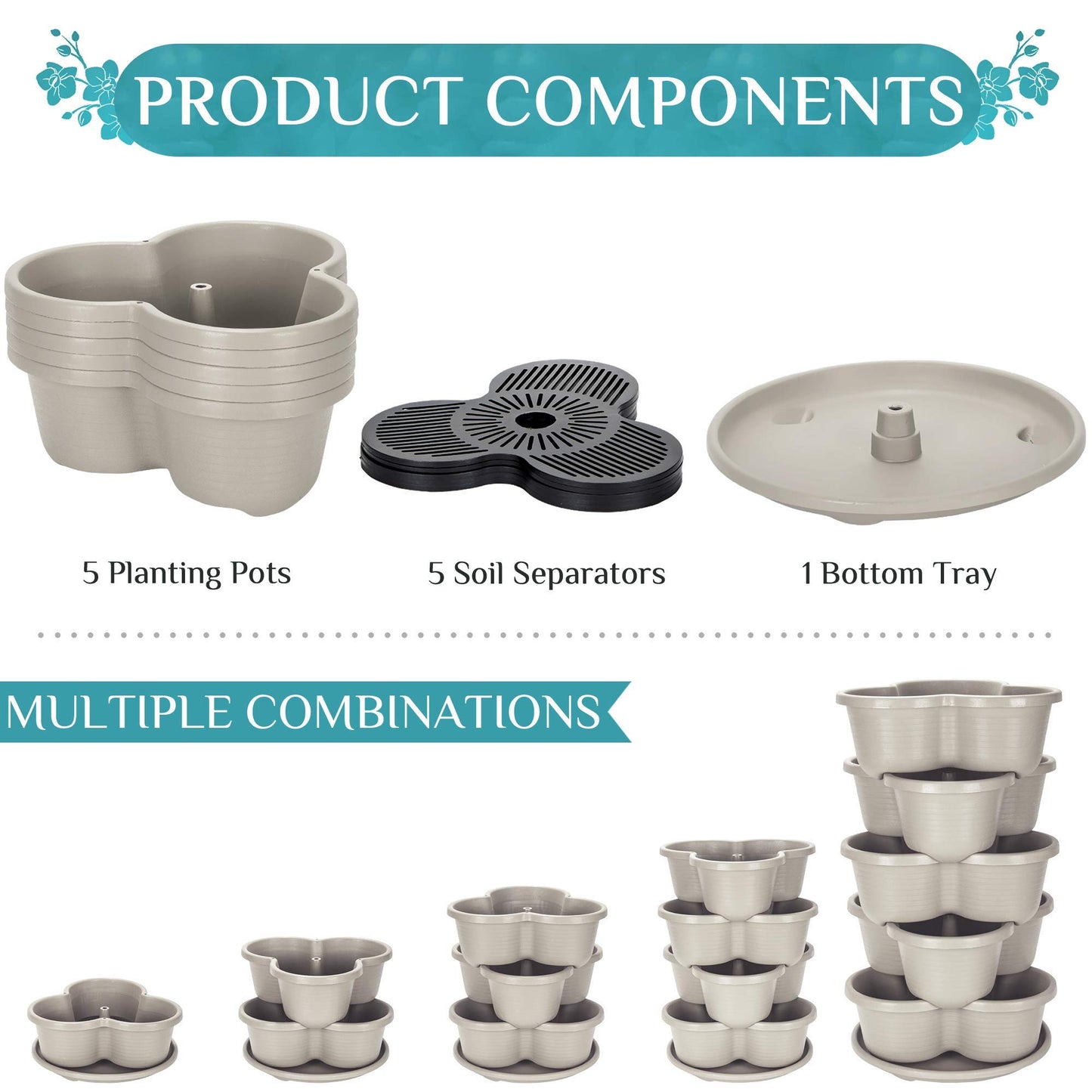 Stackable Planter- Grow Vegetables, Herbs, and Succulents with Ease