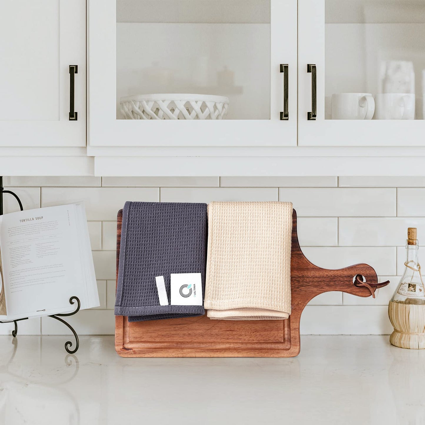 Dish Towels Set, 100% Cotton 6 Pack, Super Absorbent for Drying and Cleaning