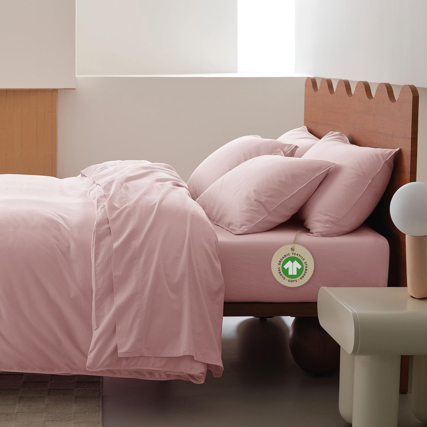 Double Stitch Organic Cotton Sheets - Soft & Breathable Sheet Set 4 Piece, Luxury 300 TC