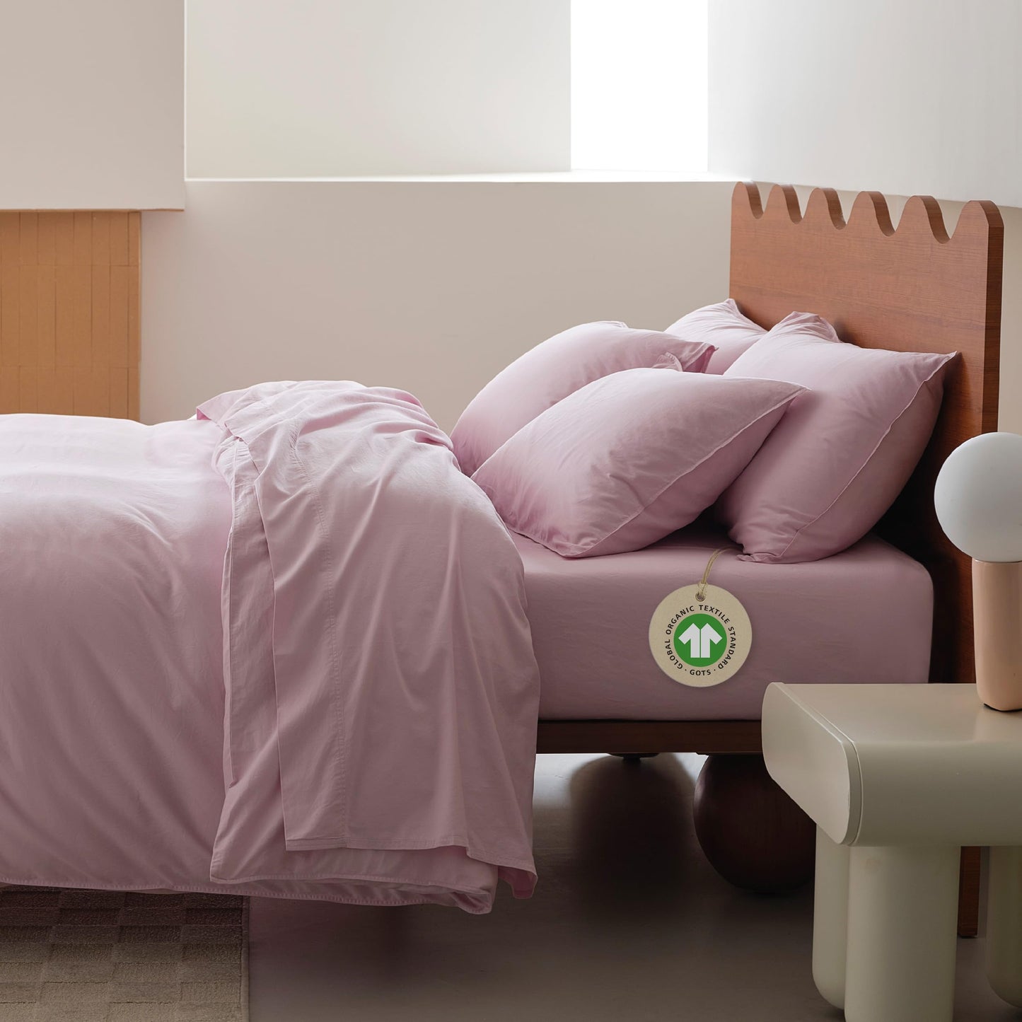 Double Stitch Organic Cotton Sheets - Soft & Breathable Sheet Set 4 Piece, Luxury 300 TC